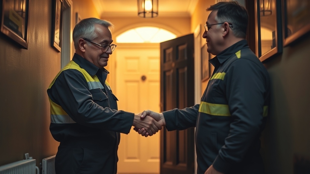 Engineer shaking hands with a Clapham homeowner after locating their leak